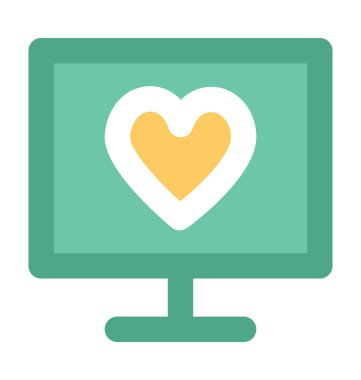 Online aşk düz vektör simgesi