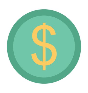 Dolar işareti düz vektör simgesi