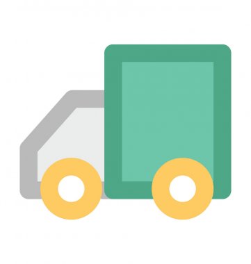 dağıtım kamyonu düz vektör simgesi