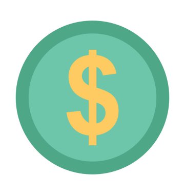 Dolar sikkesi düz vektör simgesi