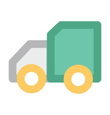 Nakliye kamyonu düz vektör simgesi