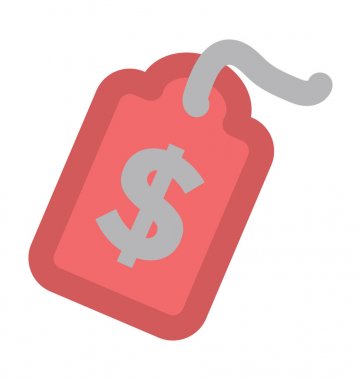 Doları etiketi düz vektör simgesi