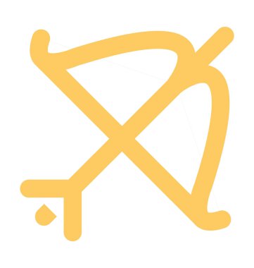 Okçuluk yay düz vektör simgesi