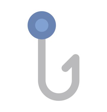 Balıkçılık kanca düz vektör simgesi