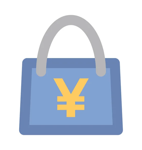 Yen Bolsa Plana Vector Icono — Vector de stock