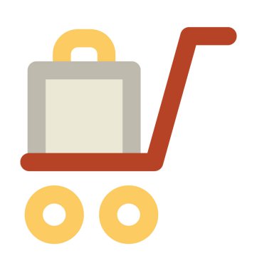 Bagaj arabası düz vektör simgesi