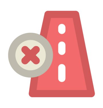 Yanlış yol düz vektör simgesi