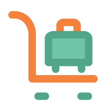 Bagaj arabası düz vektör simgesi