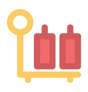 Bagaj arabası düz vektör simgesi