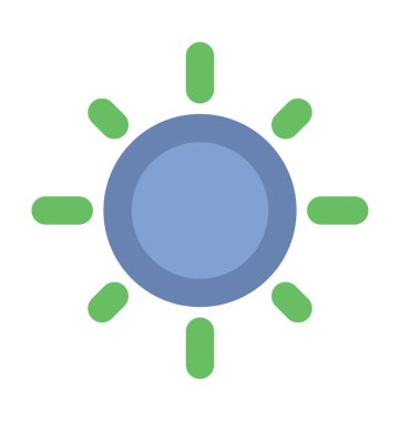 Güneş düz vektör simgesi