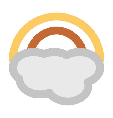 Gökkuşağı bulut düz vektör simgesi