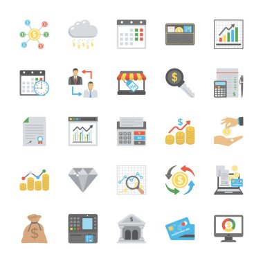 Finans simgeler kümesi düz vektör