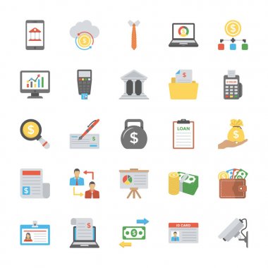 Finans düz vektör simgeler