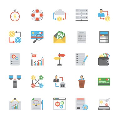 Finans ve muhasebe düz simgeler paketi