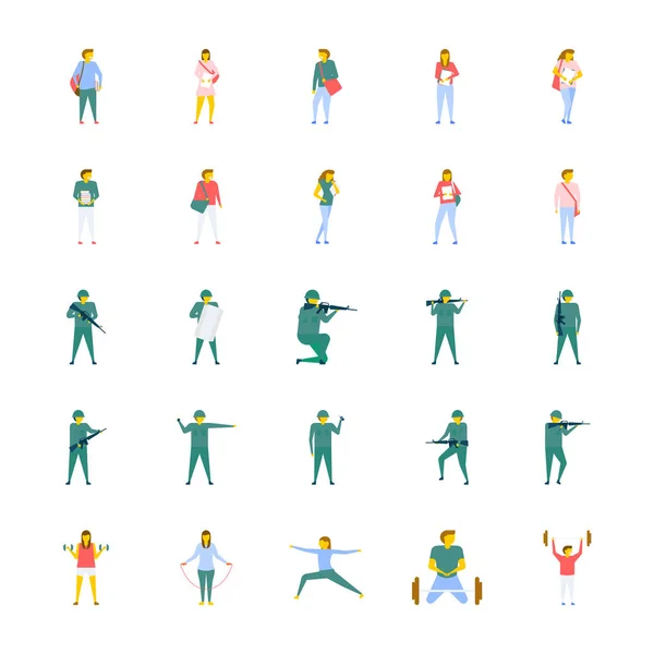 Flat Vector Icons Set People — Stock Vector