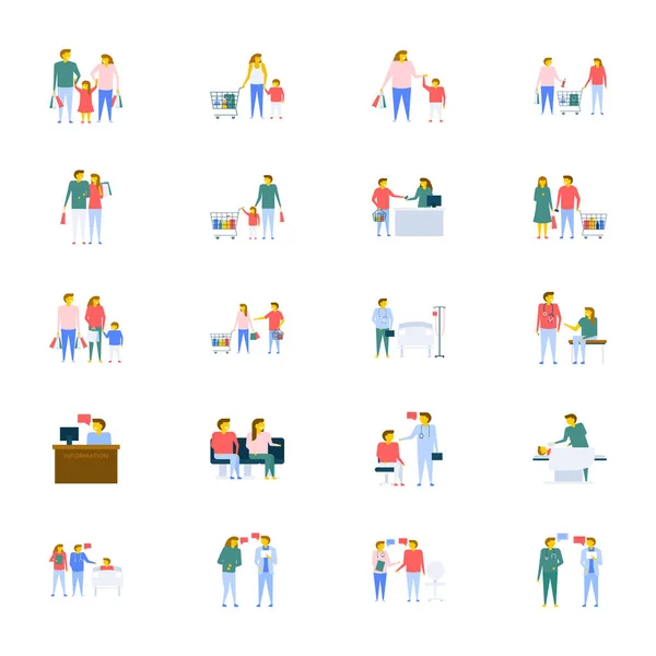 People Vektor Icons Sammlung Flachem Design — Stockvektor