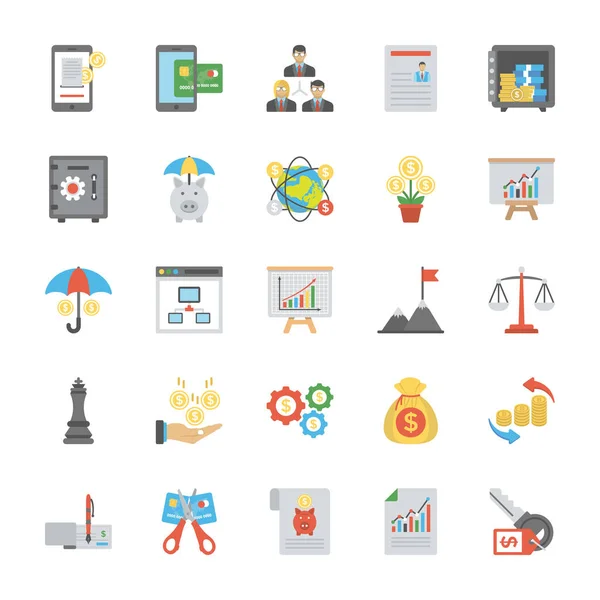 Verzameling Van Finance Management Platte Icons — Stockvector