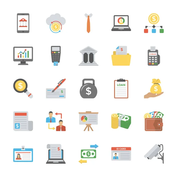 Financiën Platte Vector Icons — Stockvector