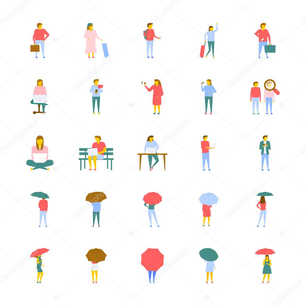 A Vector Icons Set Of People In Flat Design 
