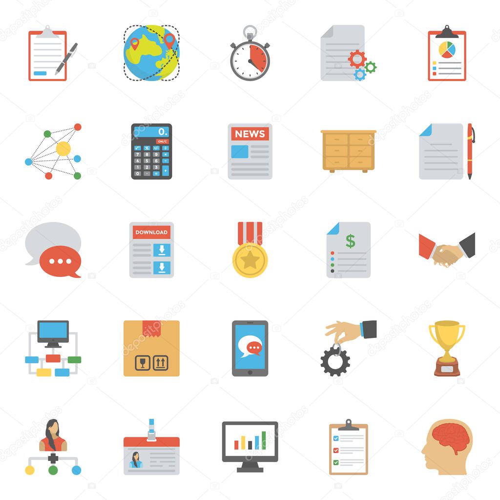 Flat Vector Icons of Project Management 