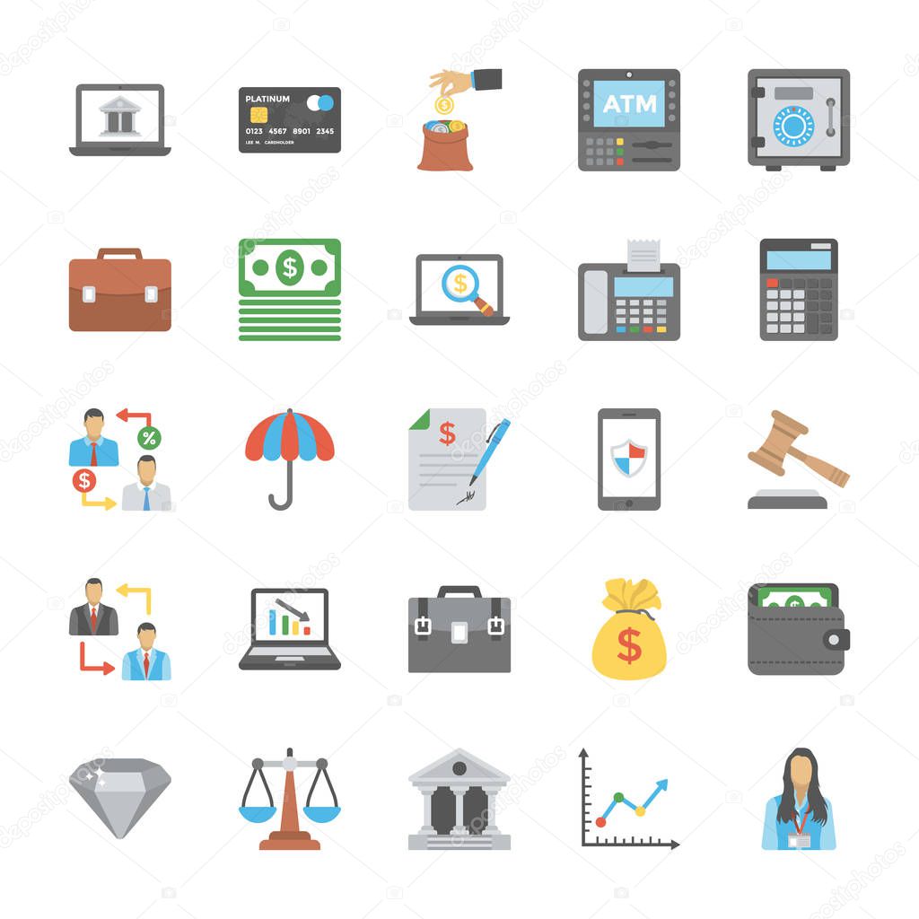 Collection Of Business and Finance Flat Icons