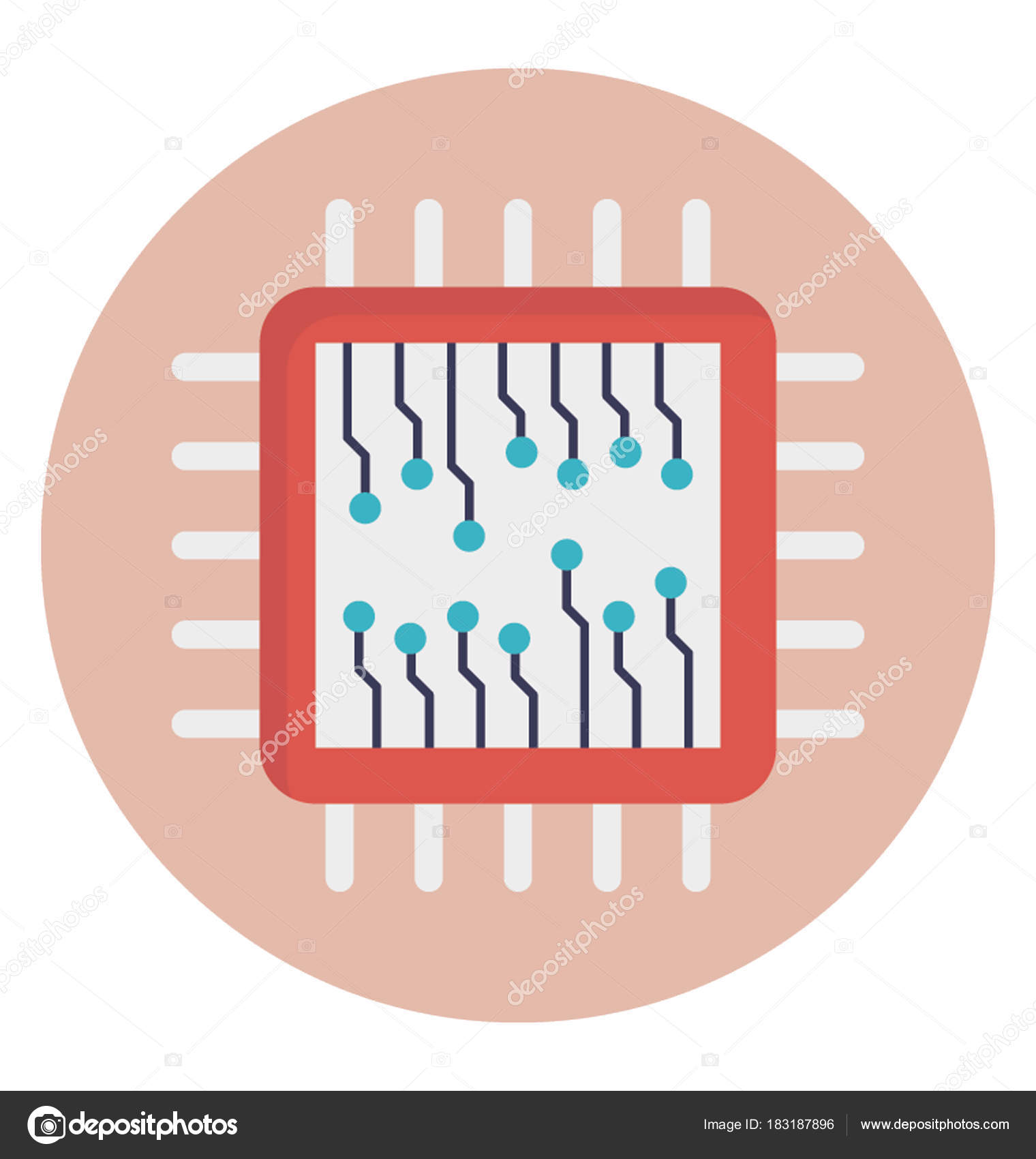 Integrated Circuits Microprocessor Flat Vector Icon Stock Vector Image