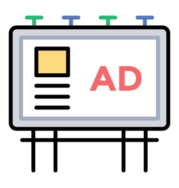 Billboard reklam stratejisi renkli simge,