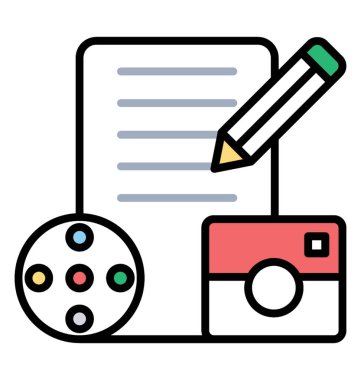 İçerik oluşturma, veri yönetimi renkli çizgi simgesini