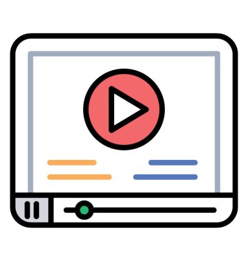 Video dosyası renkli çizgi simgesi, video pazarlama kavramı 