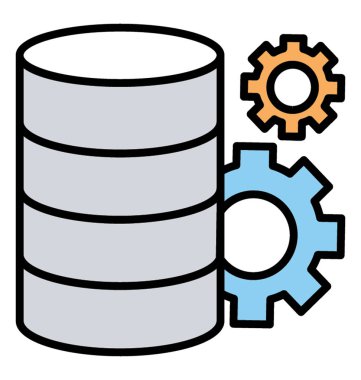 Veritabanı işleme renkli çizgi simge, veri yönetimi 