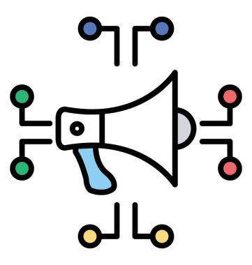 Pazarlama kampanyası renkli simge, dijital pazarlama kavramı