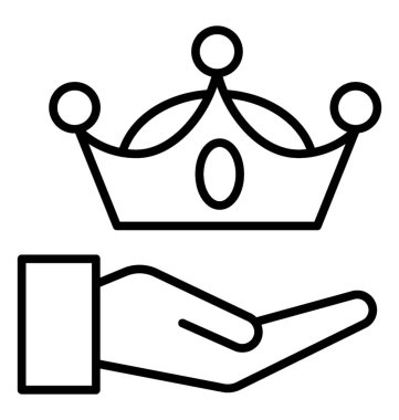 Taç, premium içerik durumu kavramı sunan el