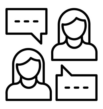 İki kız görüşme renkli simgesi, iletişim kavramı