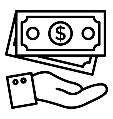 Para, komisyon kavramı satırı simgesi teklif el