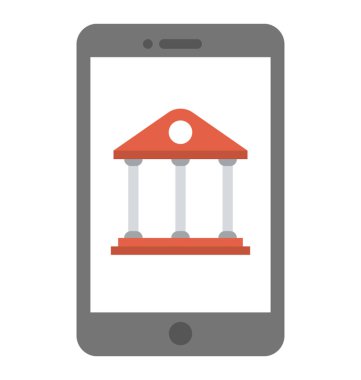 Online ödeme düz simgesi, app kavramı bankacılık mobil 