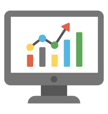 İş büyüme analiz düz simgesi, web analytics 