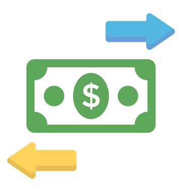 Para dolaşımı düz simgesi, finansman