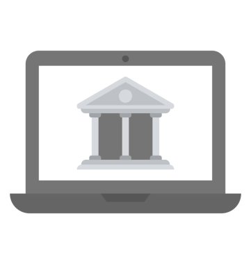 Çevrimiçi bankacılık, internet bankacılığı düz simgesi 