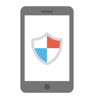 Güvenlik Kalkanı, düz tasarım mobil güvenlik konsepti ile hareket eden