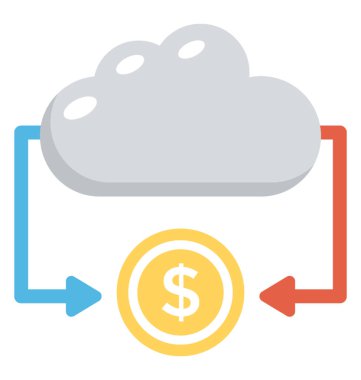 Mali bulut düz tasarım, web depolama kavramı