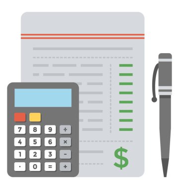 Muhasebe düz simgesi, iş ekonomi kavramı 