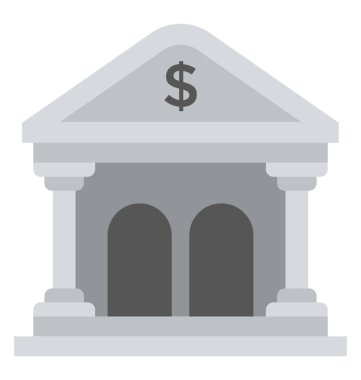 Bina, banka banka dış düz simgesi