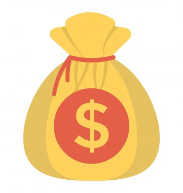 Doları çuval düz simgesi, sermaye kavramı 