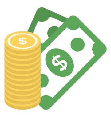 Nakit para, düz simgesi yığını