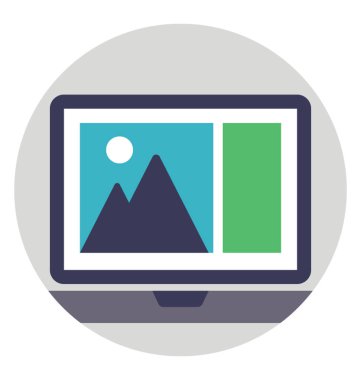 Düz simge resim önizleme, bilgisayar göster