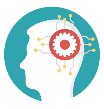 Soyut yapay zeka, neural ağ, düz simgesi 