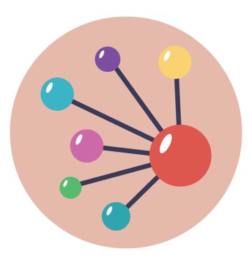 Hücre yapıştırma düz vektör simgesi. Moleküler ağ yapısı