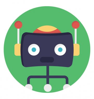 Bir robot yüz bir ağ gövdeli, düz simgesi tasarım robot ağ 