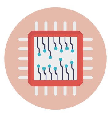 Entegre devreler mikroişlemci düz vektör simgesi