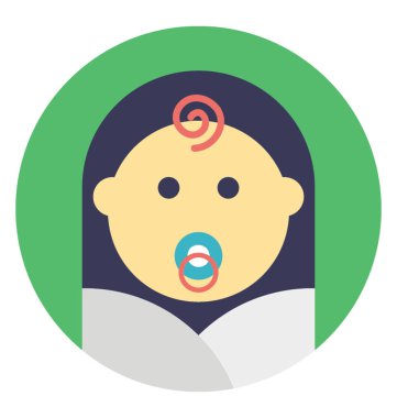 Bebek kız düz koyu vektör simgesi